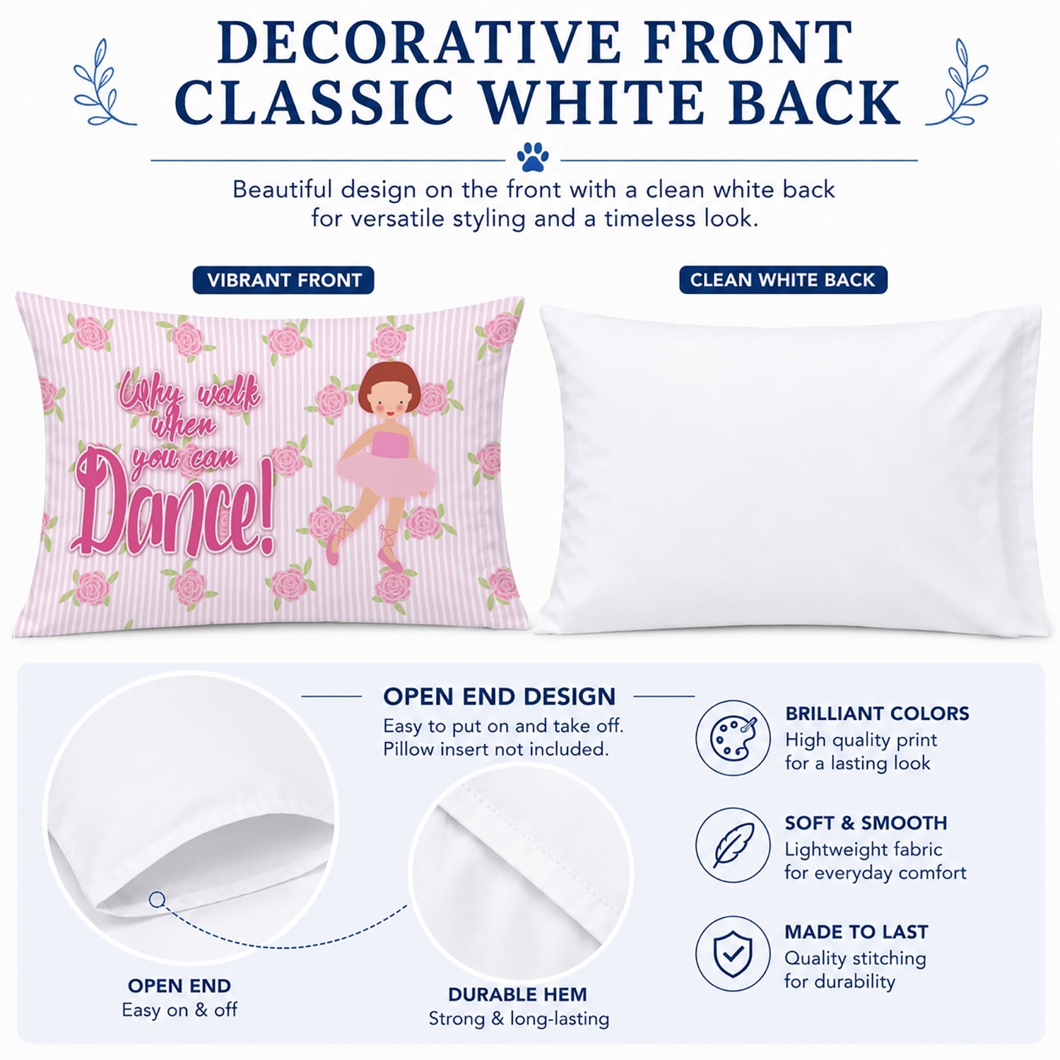 Ballet Red Short Hair Standard Pillowcase Lightweight Super Soft Easy Care Decorative Artwork Pillowcase, Standard