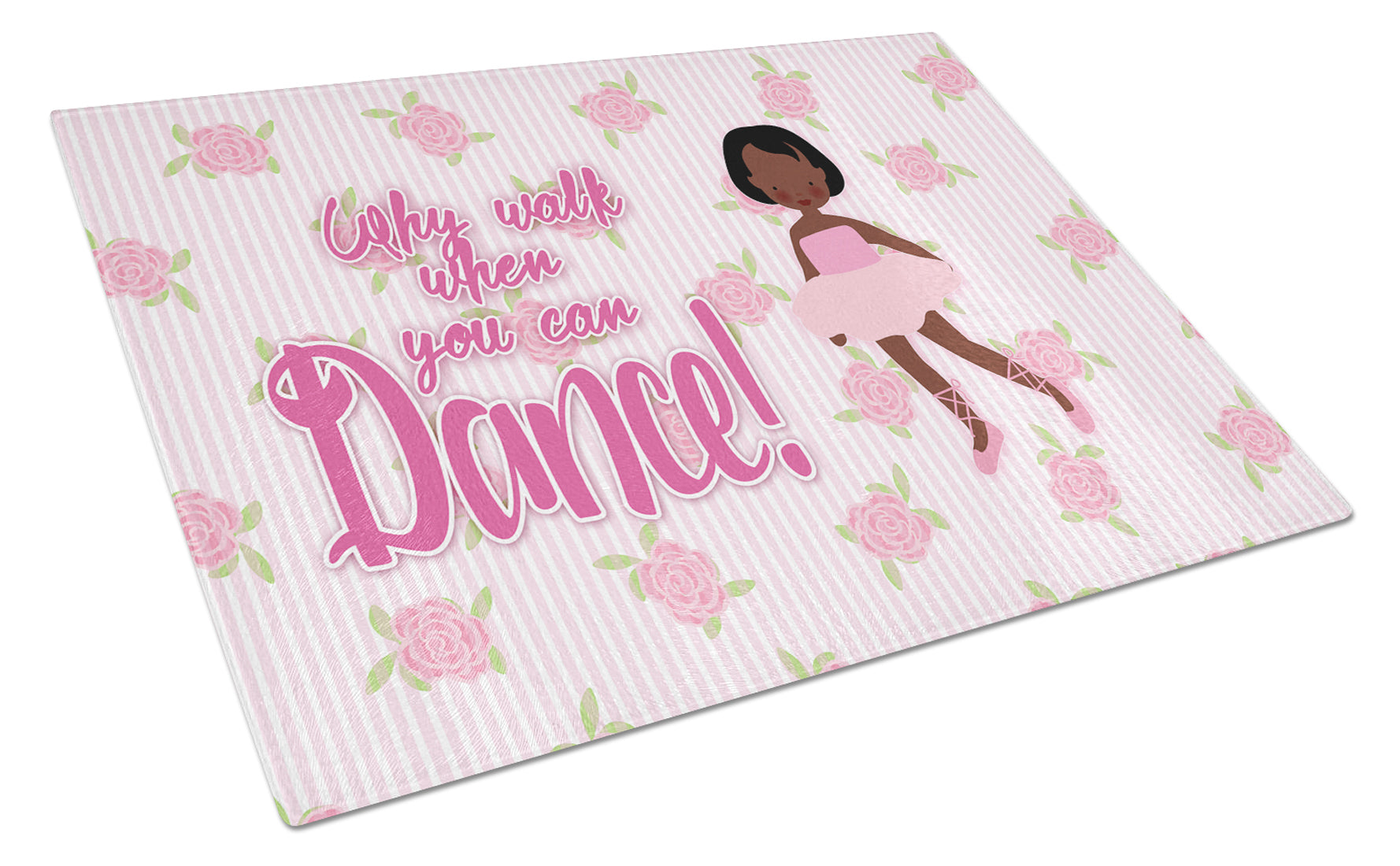 Ballet African American Short Hair Cutting Board Tempered Glass Kitchen Cutting Surface, Heat Resistant Chopping, Non-Slip Feet, Food Prep & Serving