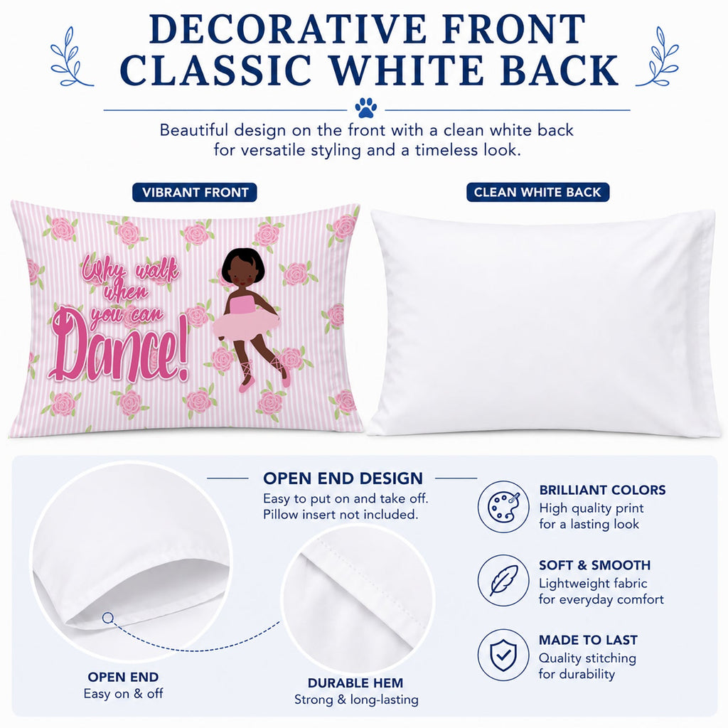 Ballet African American Short Hair Standard Pillowcase Lightweight Super Soft Easy Care Decorative Artwork Pillowcase, Standard