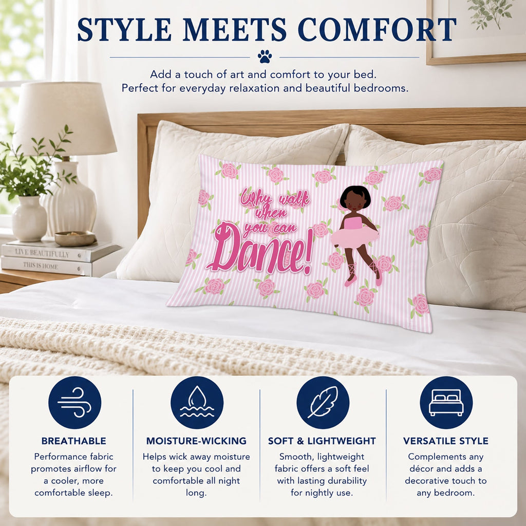 Ballet African American Short Hair Standard Pillowcase Lightweight Super Soft Easy Care Decorative Artwork Pillowcase, Standard