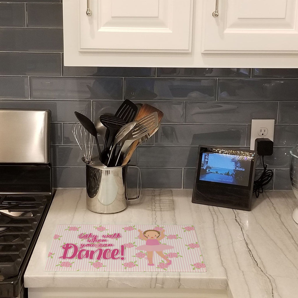 Ballet Brown Short Hair Cutting Board Tempered Glass Kitchen Cutting Surface, Heat Resistant Chopping, Non-Slip Feet, Food Prep & Serving