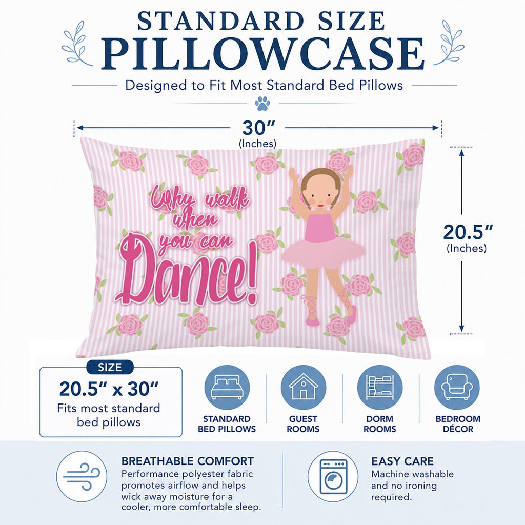 Ballet Brown Short Hair Standard Pillowcase Lightweight Super Soft Easy Care Decorative Artwork Pillowcase, Standard