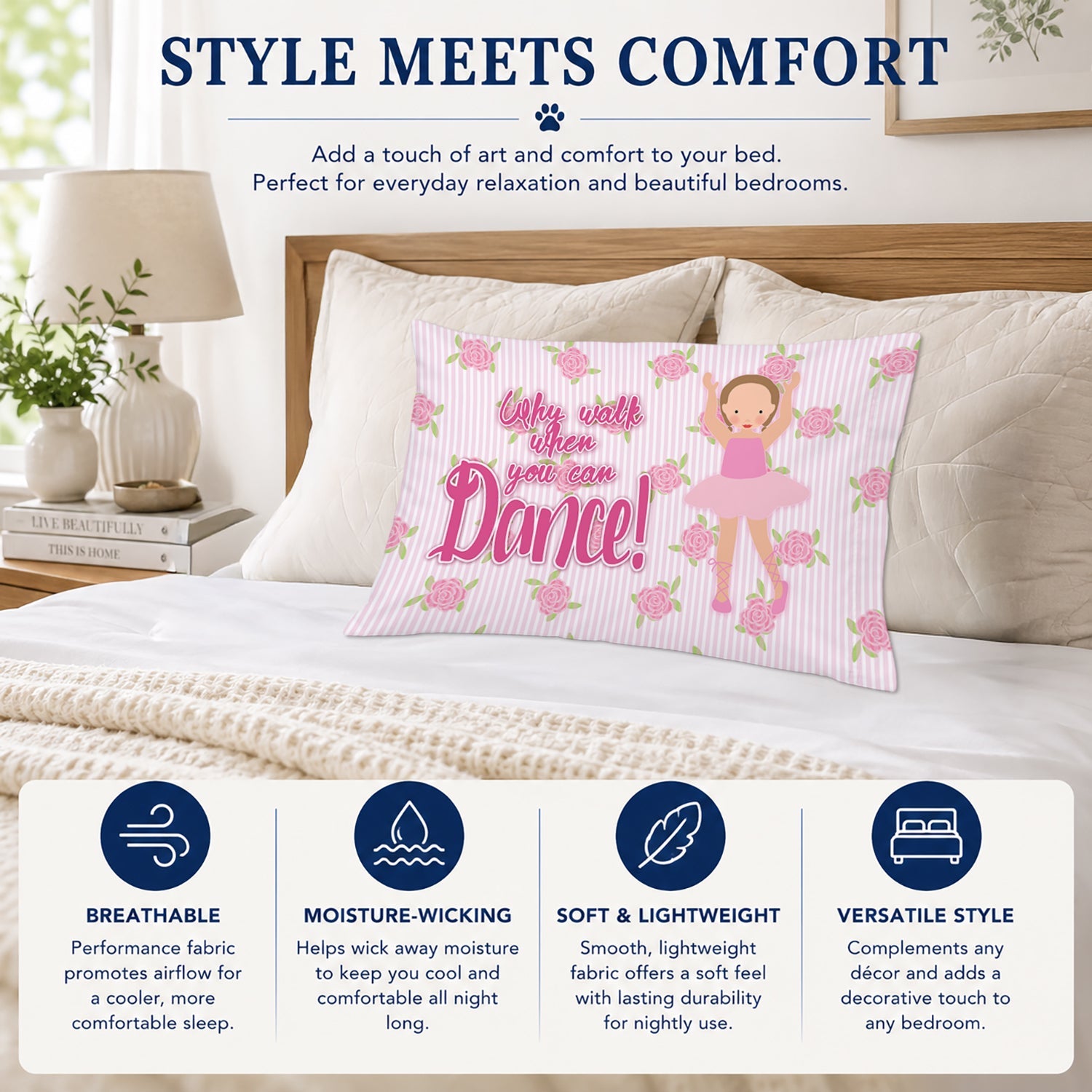 Ballet Brown Short Hair Standard Pillowcase Lightweight Super Soft Easy Care Decorative Artwork Pillowcase, Standard
