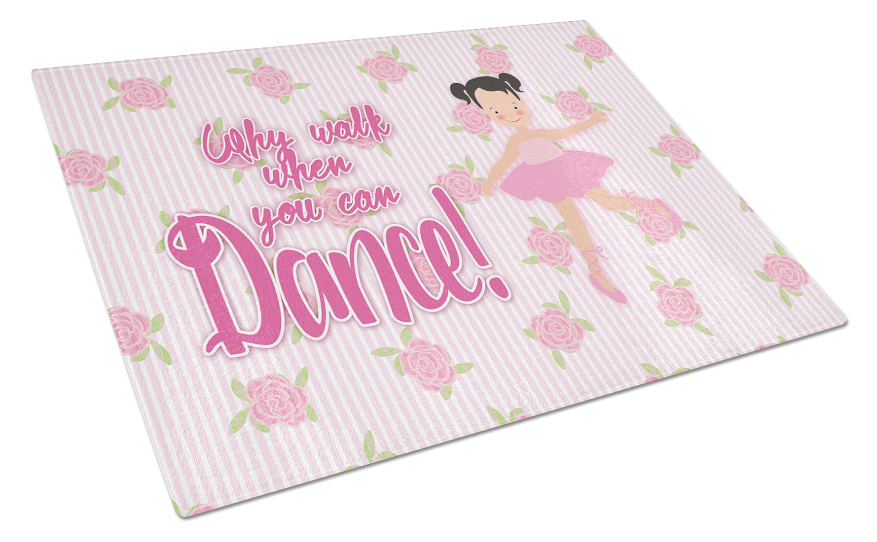 Ballet Pigtails Cutting Board Tempered Glass Kitchen Cutting Surface, Heat Resistant Chopping, Non-Slip Feet, Food Prep & Serving