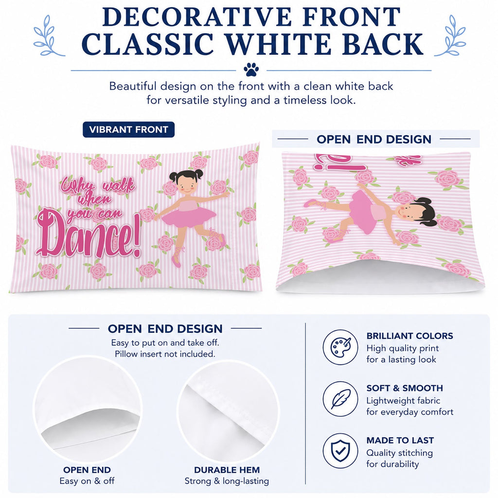 Ballet Pigtails Standard Pillowcase Lightweight Super Soft Easy Care Decorative Artwork Pillowcase, Standard