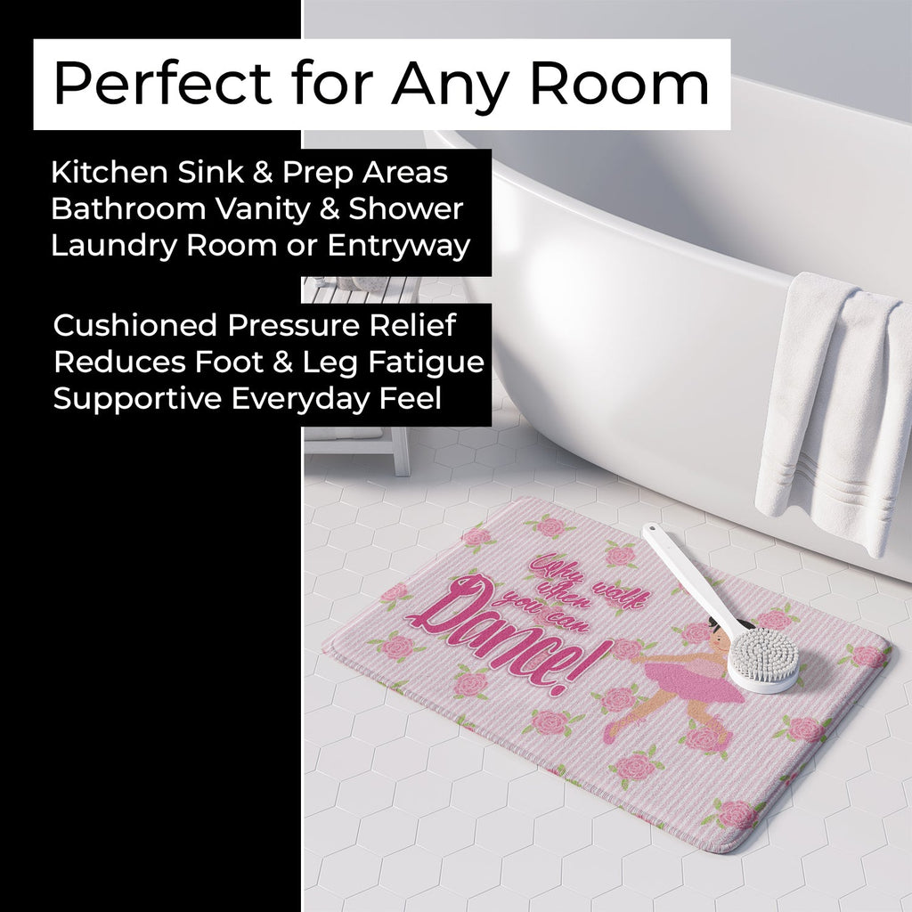 Ballet Pigtails Memory Foam Kitchen Mat Machine Washable Anti-Fatigue Cushion Comfort Bath or Kitchen Rug