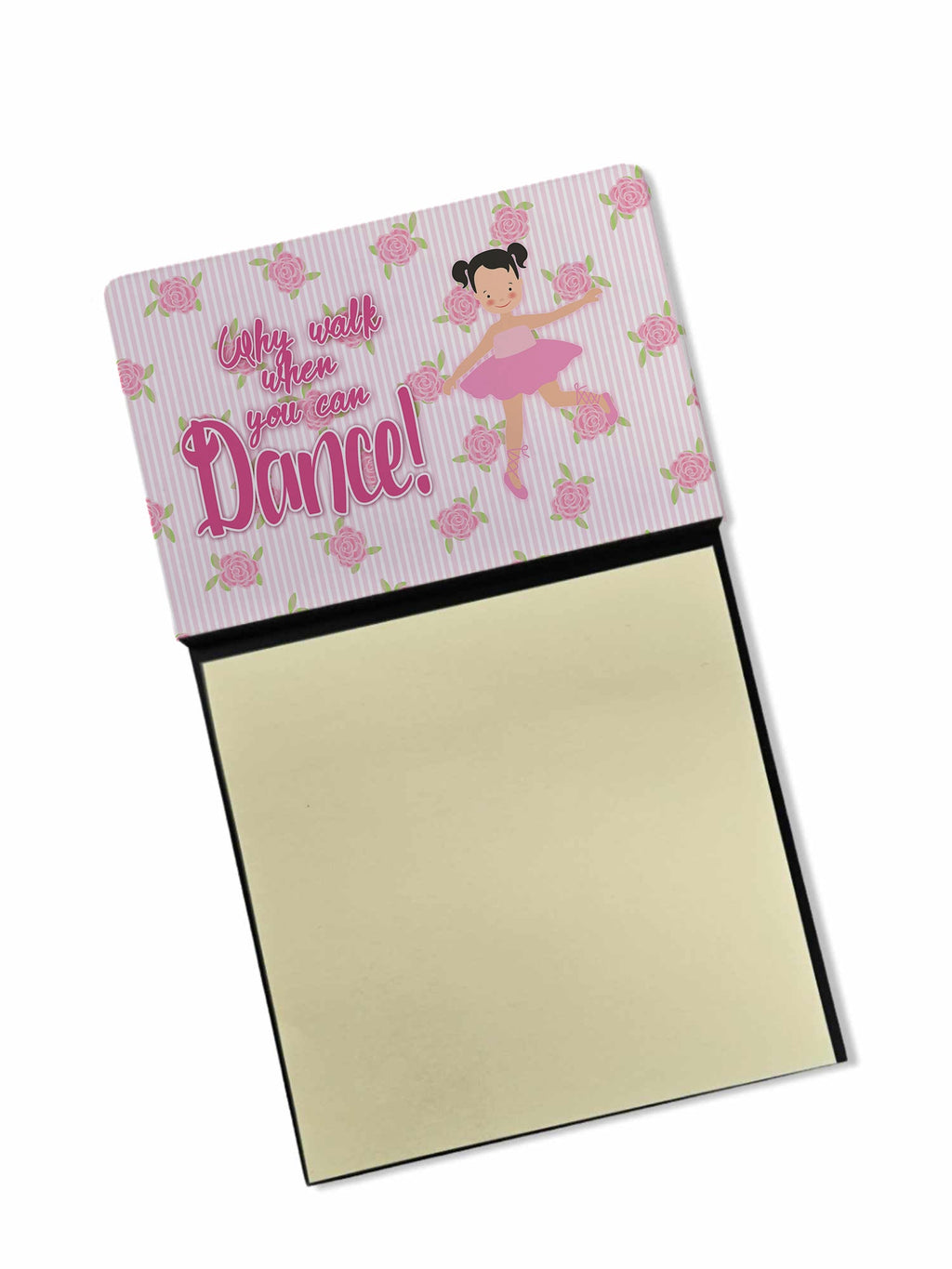 Ballet Pigtails Watercolor Sticky Note Holder Refillable Dispenser Desk Accessory 3x3 Pad Gift