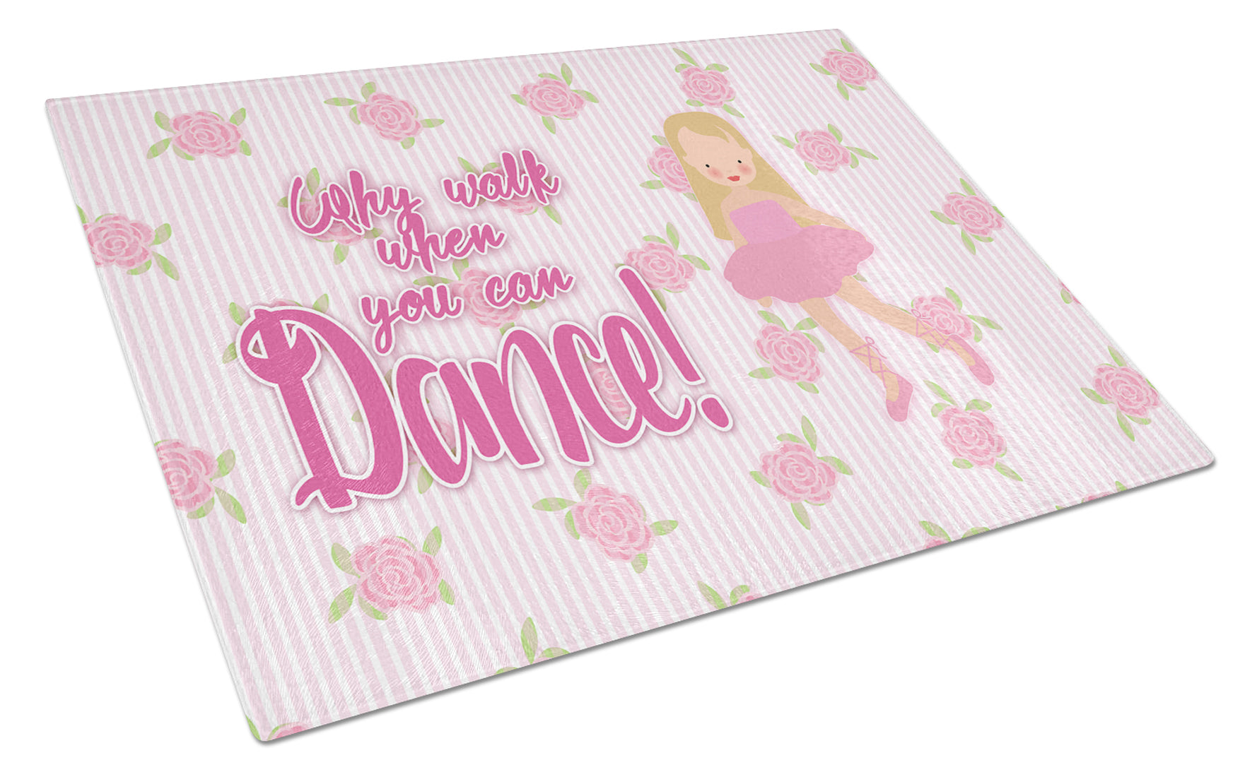 Ballet Long Blonde Hair Cutting Board Tempered Glass Kitchen Cutting Surface, Heat Resistant Chopping, Non-Slip Feet, Food Prep & Serving