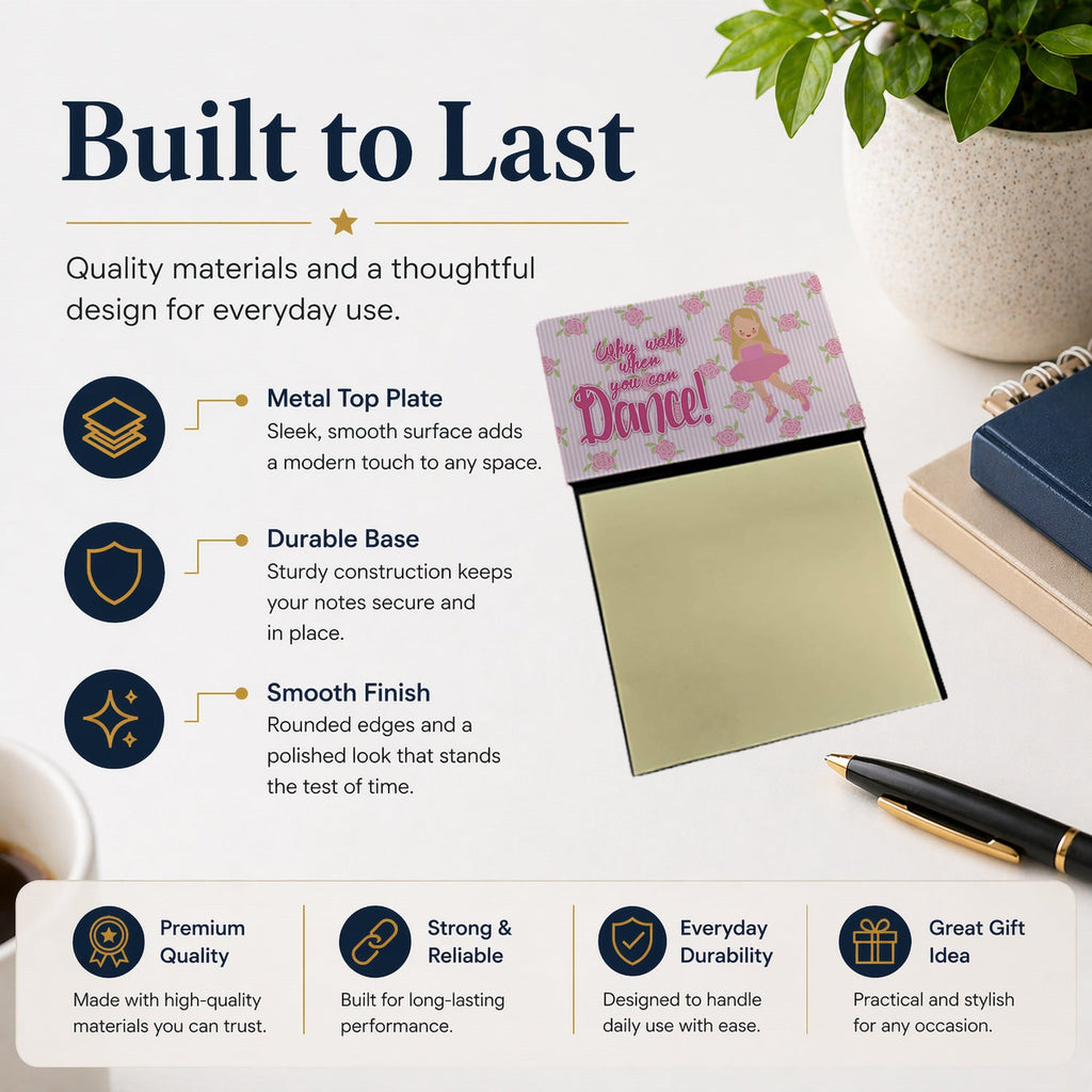 Ballet Long Blonde Hair Watercolor Sticky Note Holder Refillable Dispenser Desk Accessory 3x3 Pad Gift