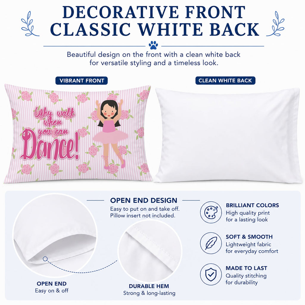 Ballet Long Dark Hair Standard Pillowcase Lightweight Super Soft Easy Care Decorative Artwork Pillowcase, Standard