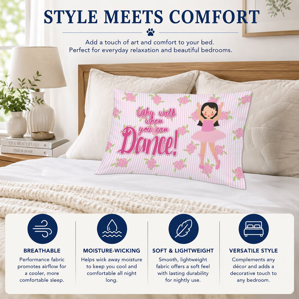 Ballet Long Dark Hair Standard Pillowcase Lightweight Super Soft Easy Care Decorative Artwork Pillowcase, Standard