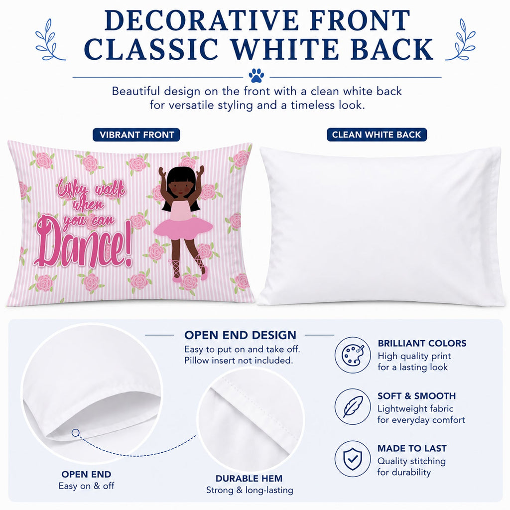 Ballet Long Hair African American Standard Pillowcase Lightweight Super Soft Easy Care Decorative Artwork Pillowcase, Standard