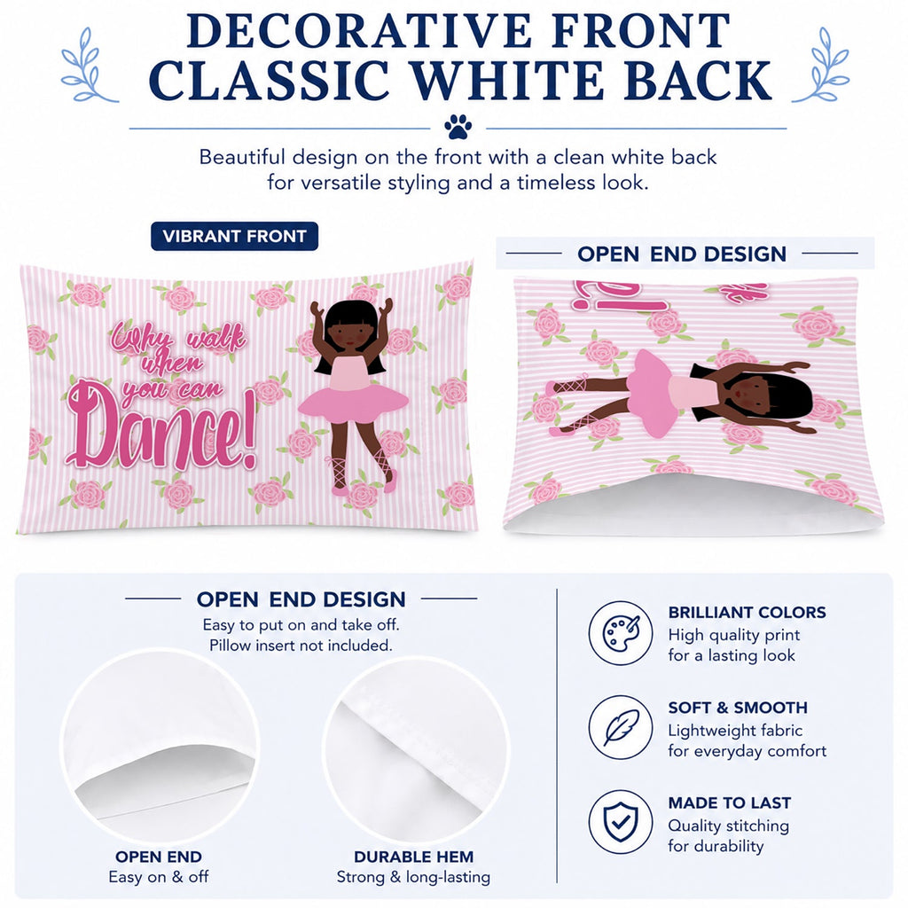 Ballet Long Hair African American Standard Pillowcase Lightweight Super Soft Easy Care Decorative Artwork Pillowcase, Standard