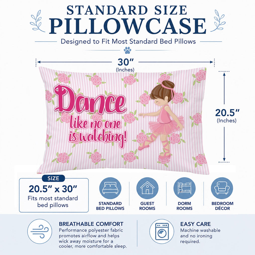 Ballet Dance Brunette Standard Pillowcase Lightweight Super Soft Easy Care Decorative Artwork Pillowcase, Standard