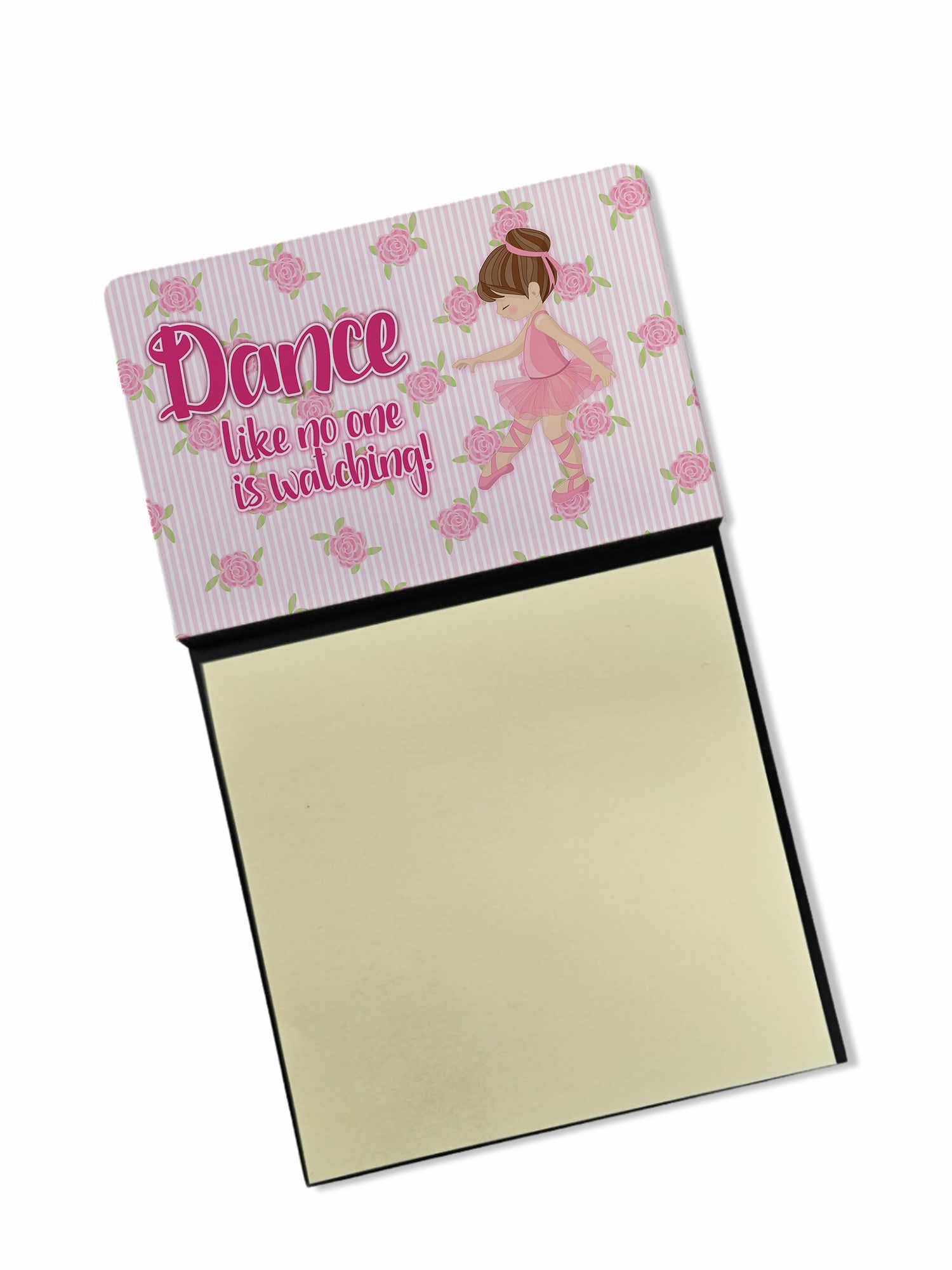 Ballet Dance Brunette Watercolor Sticky Note Holder Refillable Dispenser Desk Accessory 3x3 Pad Gift