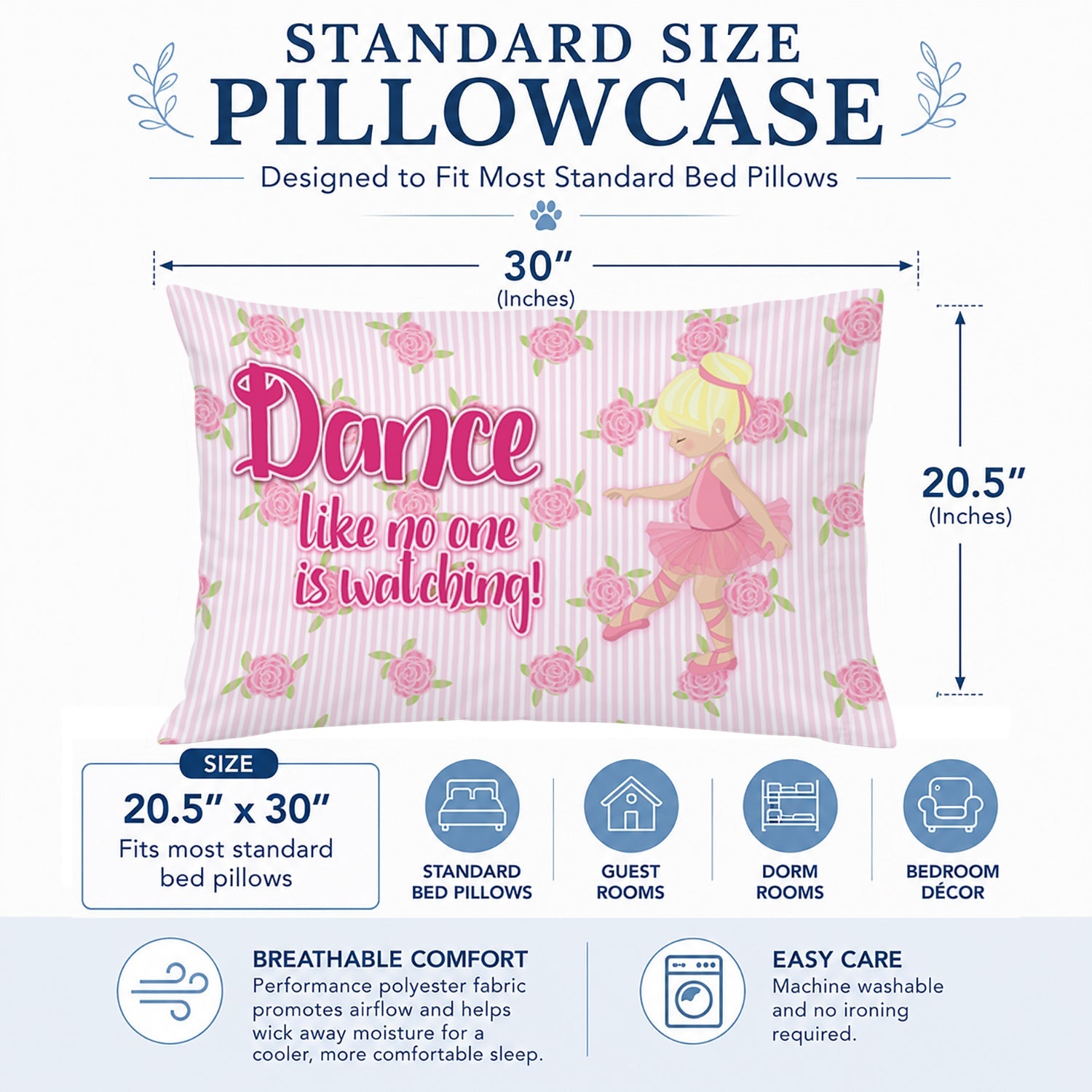 Ballet Dance Blonde Standard Pillowcase Lightweight Super Soft Easy Care Decorative Artwork Pillowcase, Standard