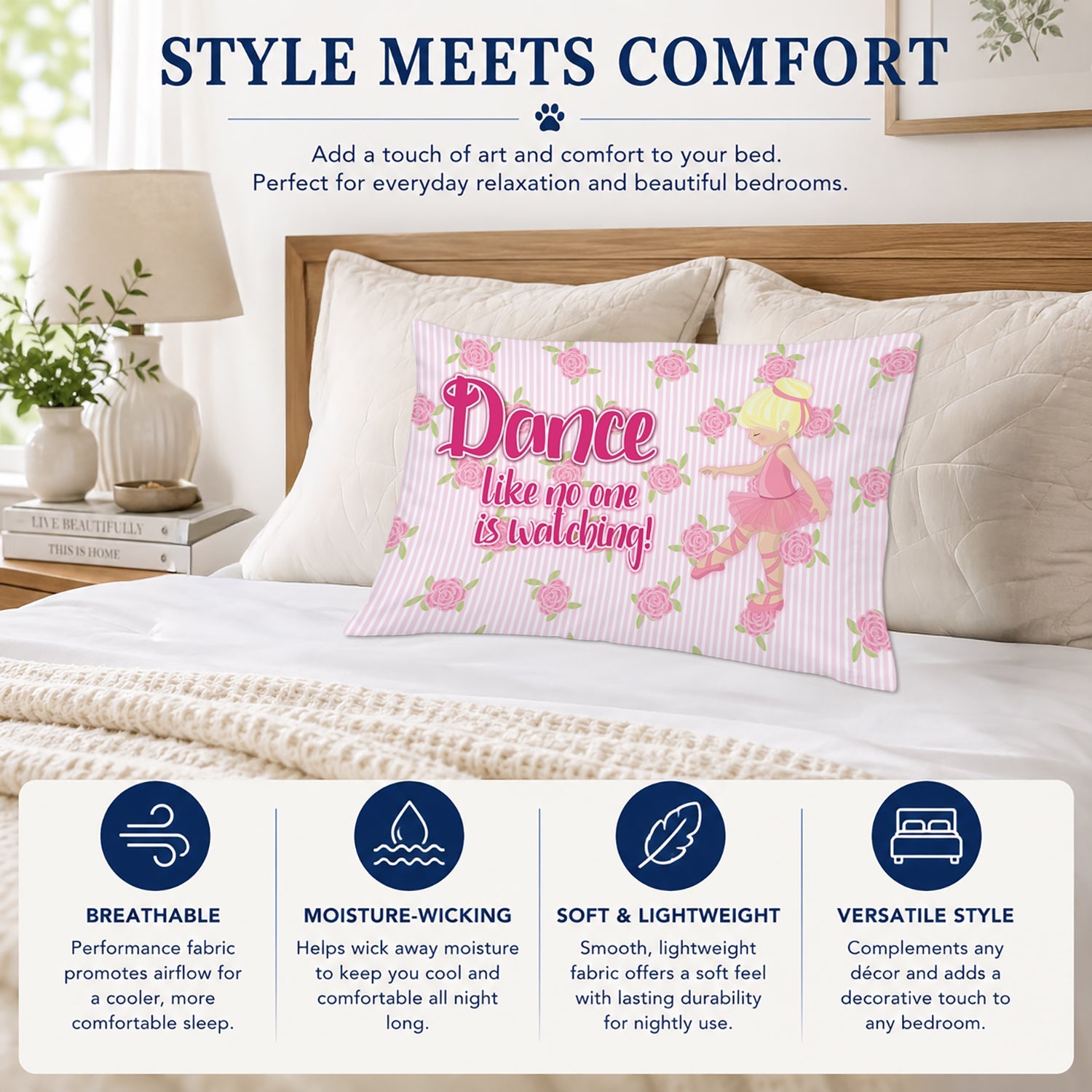 Ballet Dance Blonde Standard Pillowcase Lightweight Super Soft Easy Care Decorative Artwork Pillowcase, Standard