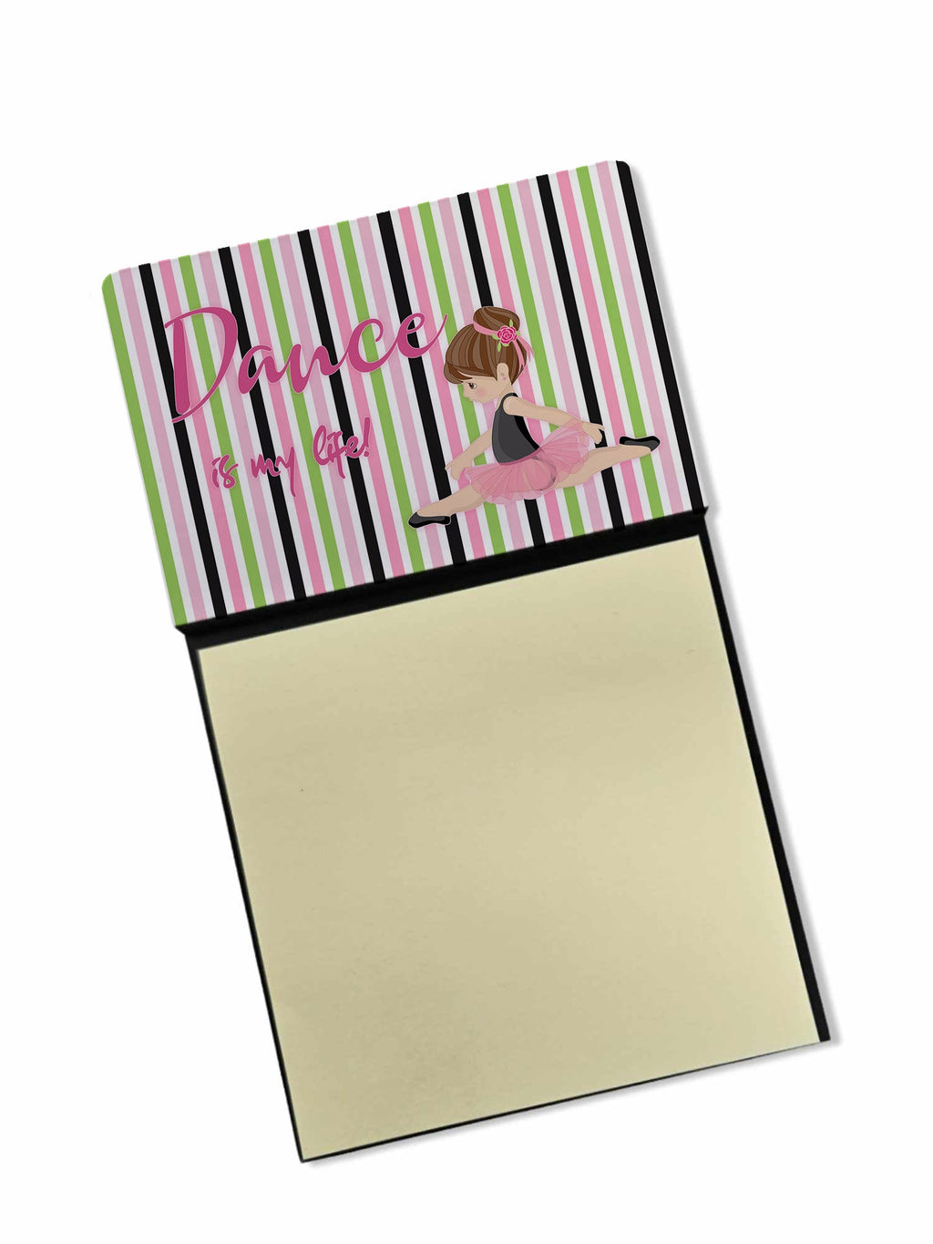 Ballet Dance is my Life Brunette Watercolor Sticky Note Holder Refillable Dispenser Desk Accessory 3x3 Pad Gift