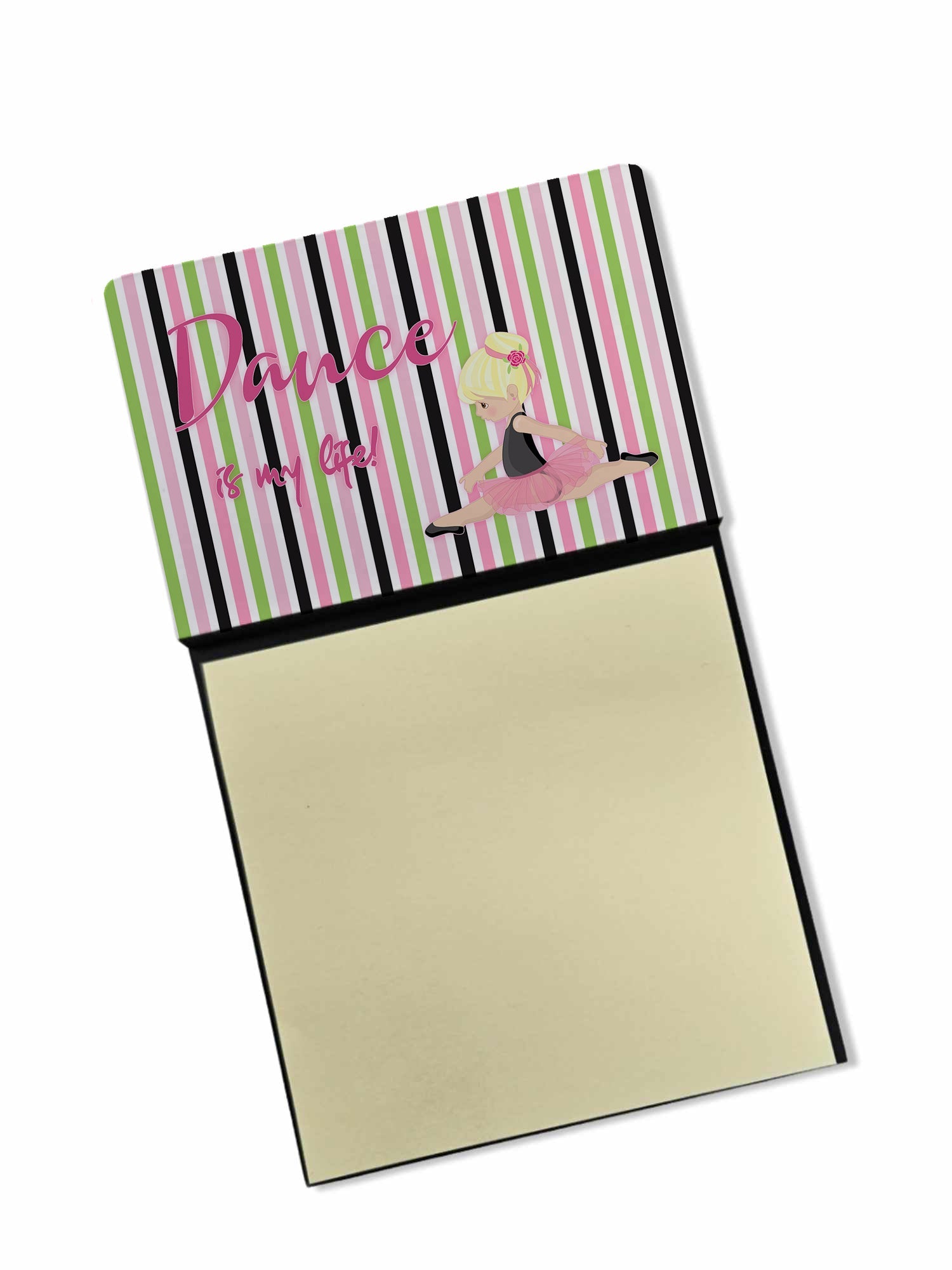 Ballet Dance is my Life Blonde Watercolor Sticky Note Holder Refillable Dispenser Desk Accessory 3x3 Pad Gift