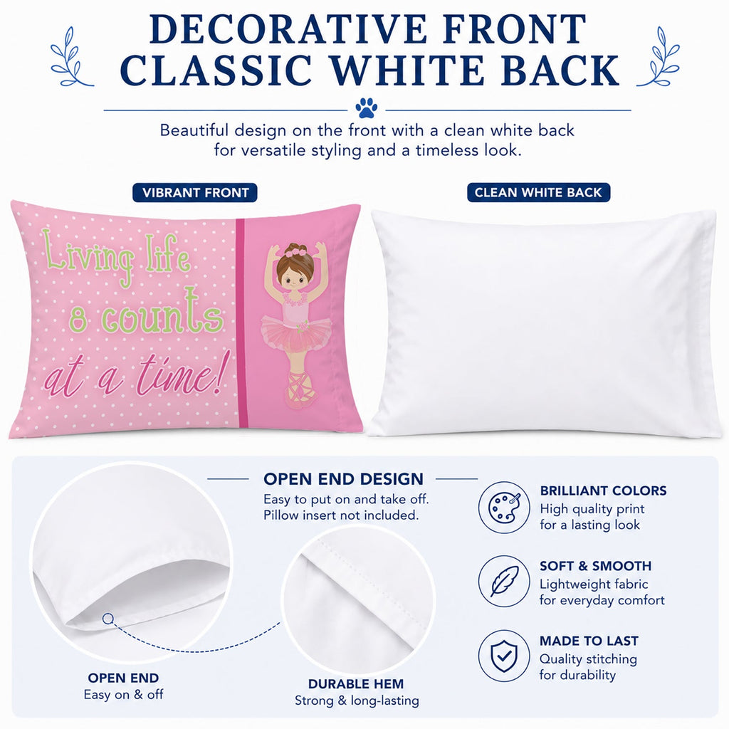 Ballet in 8 Counts Brunette Standard Pillowcase Lightweight Super Soft Easy Care Decorative Artwork Pillowcase, Standard