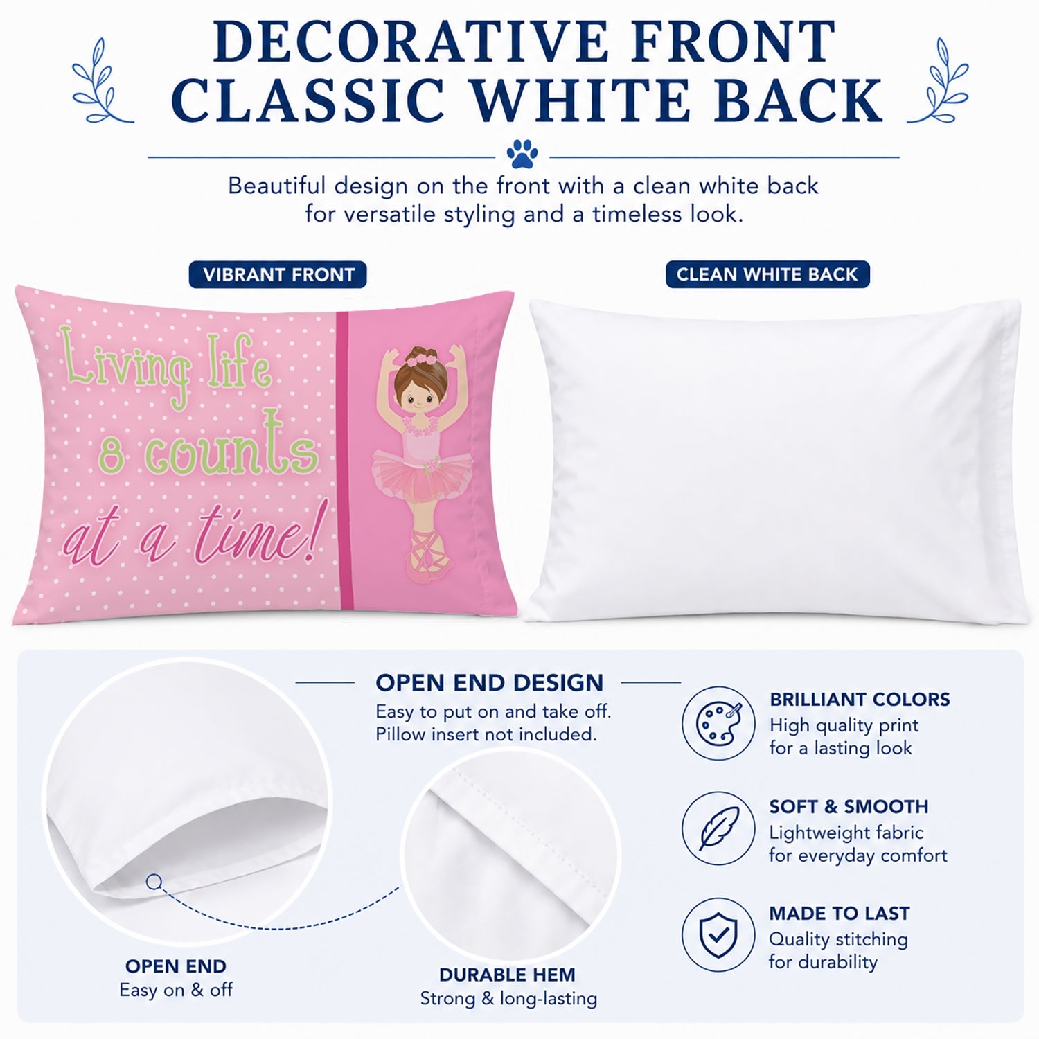 Ballet in 8 Counts Brunette Standard Pillowcase Lightweight Super Soft Easy Care Decorative Artwork Pillowcase, Standard