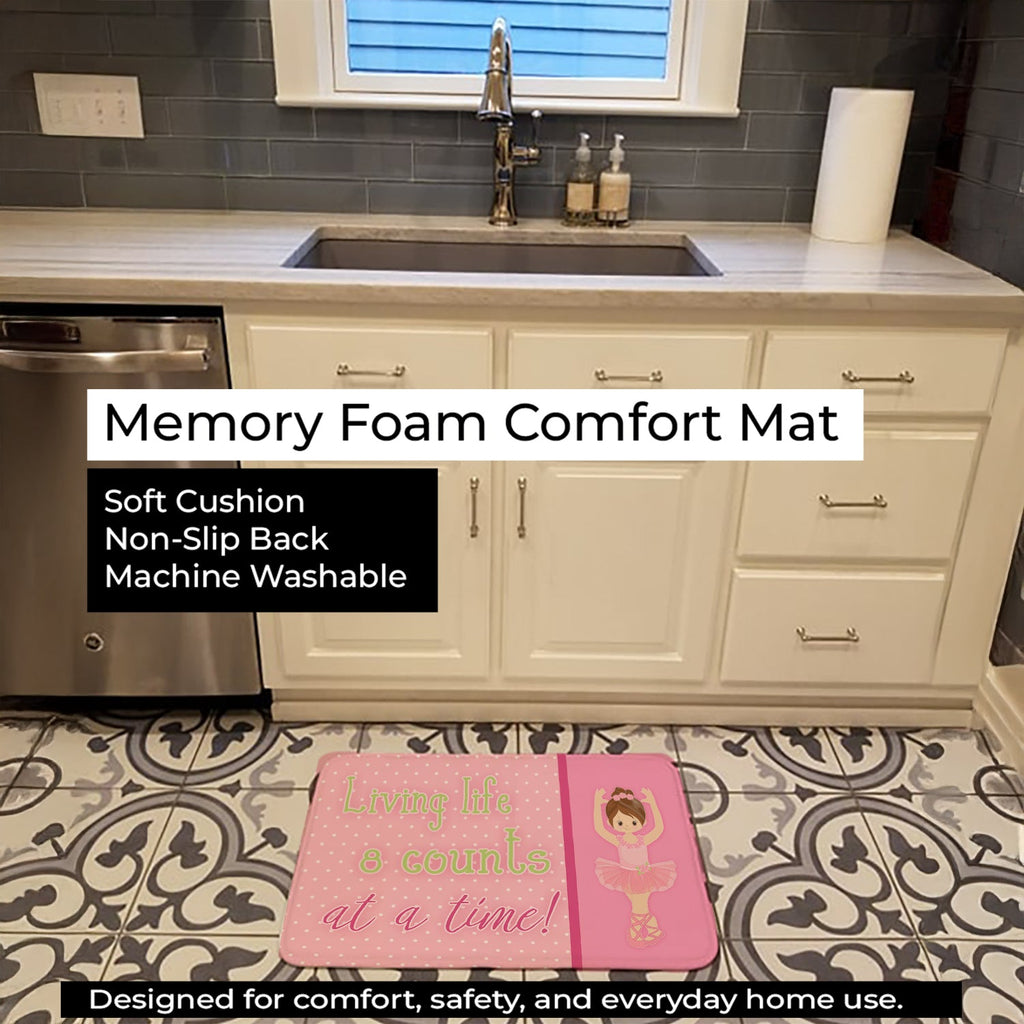 Ballet in 8 Counts Brunette Memory Foam Kitchen Mat Machine Washable Anti-Fatigue Cushion Comfort Bath or Kitchen Rug