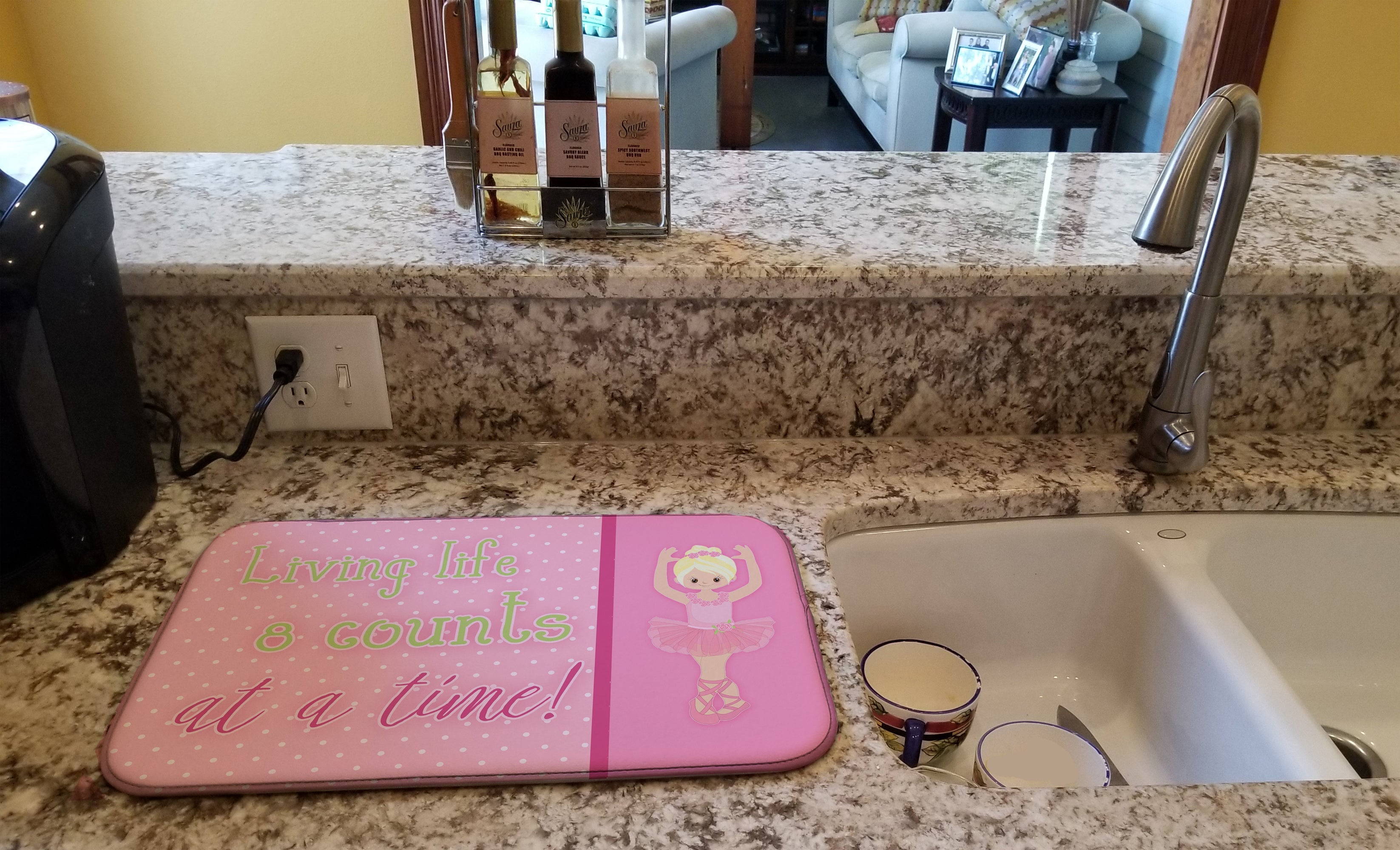 Ballet in 8 Counts Blonde Dish Drying Mat Absorbent Dish Drying Mat Pad for Kitchen Counter Dish Drainer Mat for Countertop, 14 x 21", Multicolor