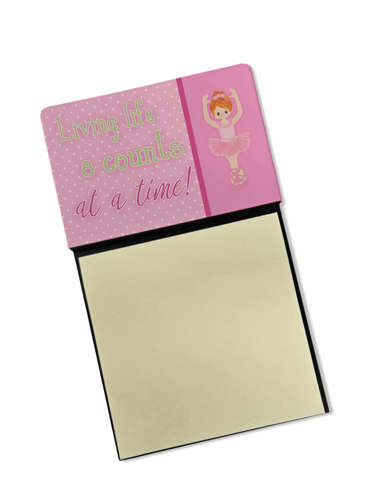 Ballet in 8 Counts Red Hair Watercolor Sticky Note Holder Refillable Dispenser Desk Accessory 3x3 Pad Gift