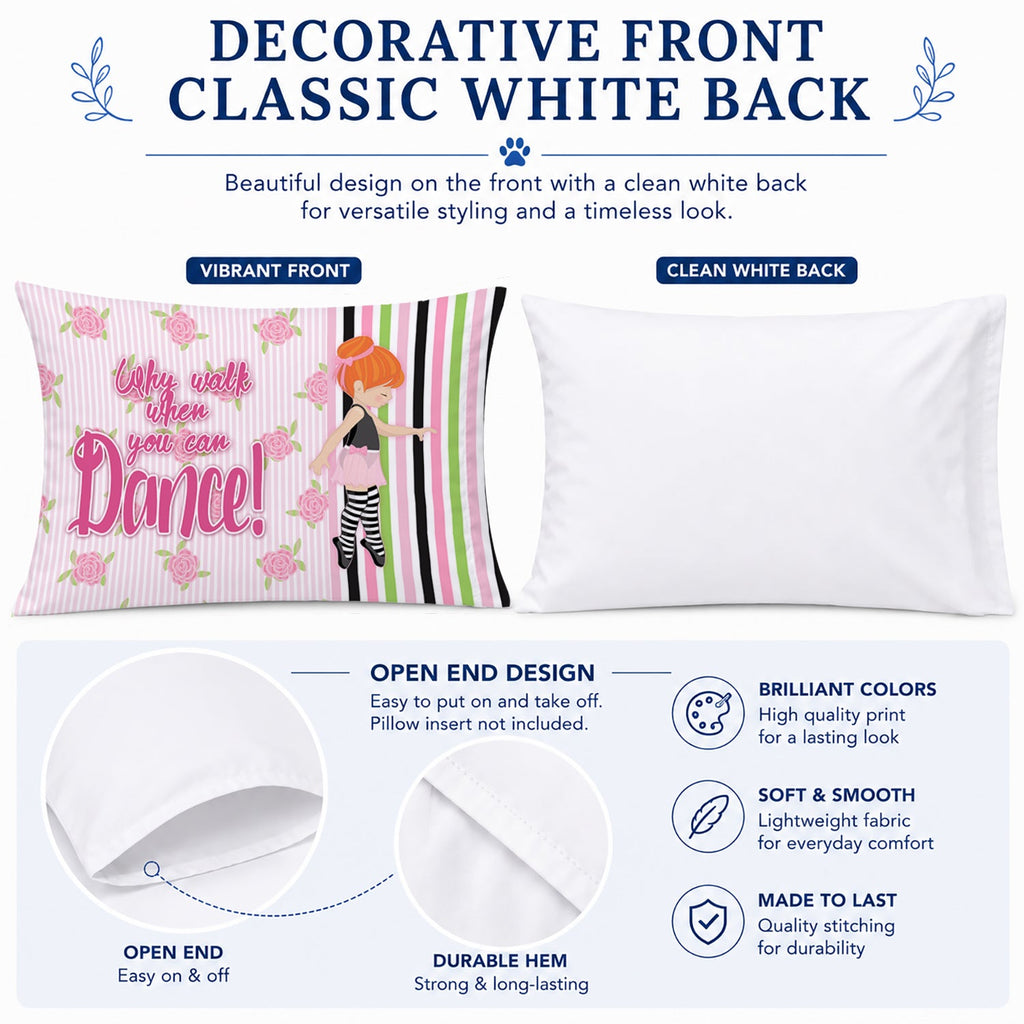 Ballet Dance Stripes Red Hair Standard Pillowcase Lightweight Super Soft Easy Care Decorative Artwork Pillowcase, Standard