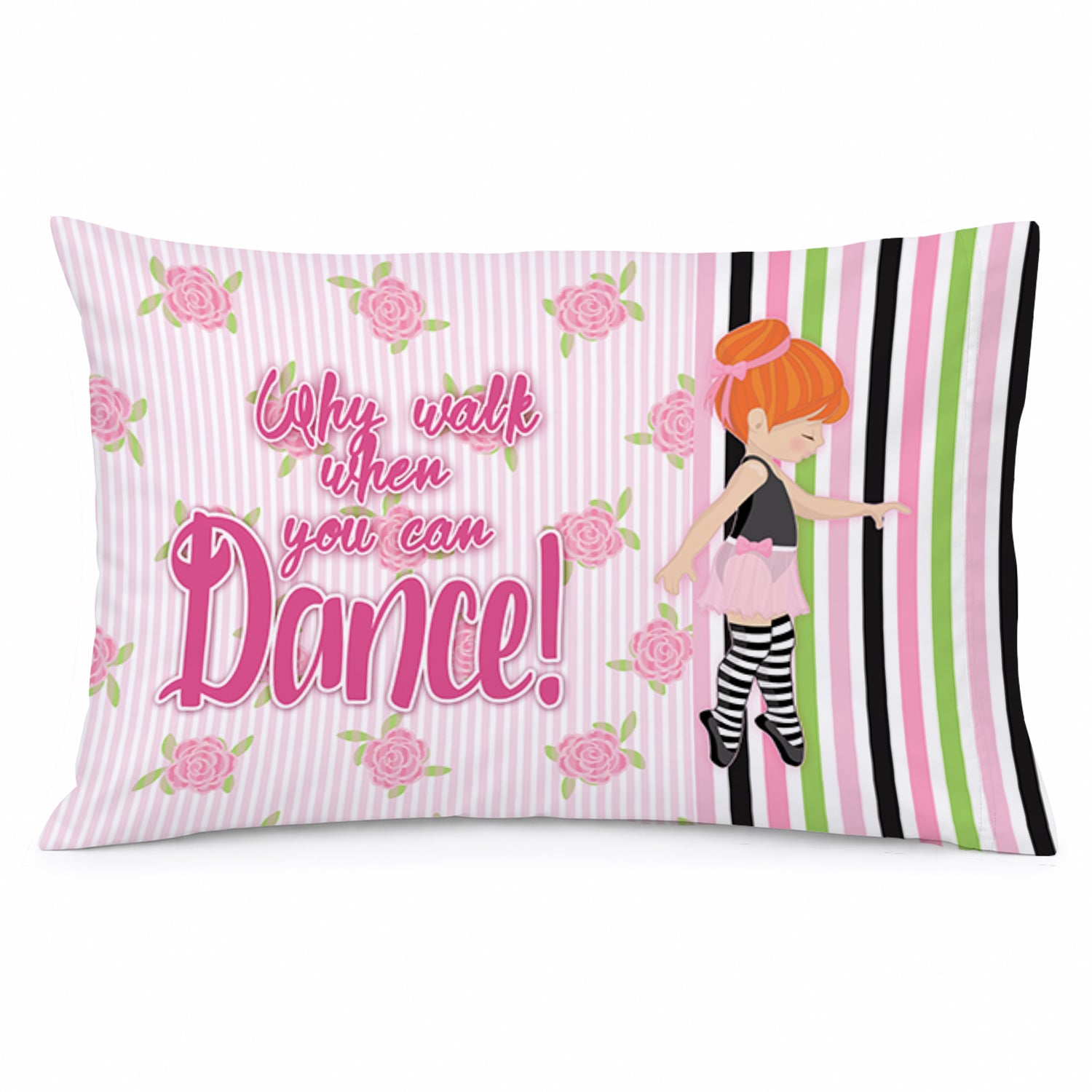 Ballet Dance Stripes Red Hair Standard Pillowcase Lightweight Super Soft Easy Care Decorative Artwork Pillowcase, Standard