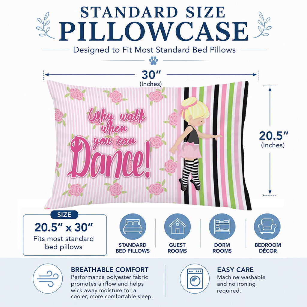 Ballet Dance Stripes Blonde Standard Pillowcase Lightweight Super Soft Easy Care Decorative Artwork Pillowcase, Standard