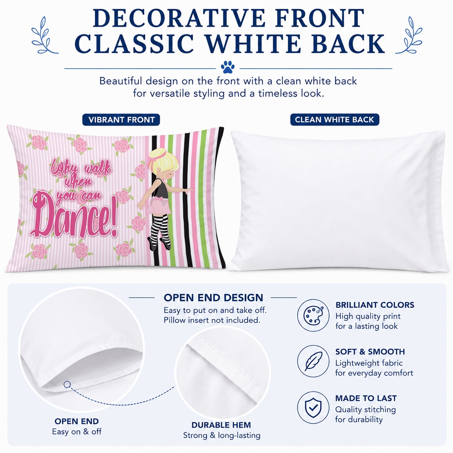 Ballet Dance Stripes Blonde Standard Pillowcase Lightweight Super Soft Easy Care Decorative Artwork Pillowcase, Standard