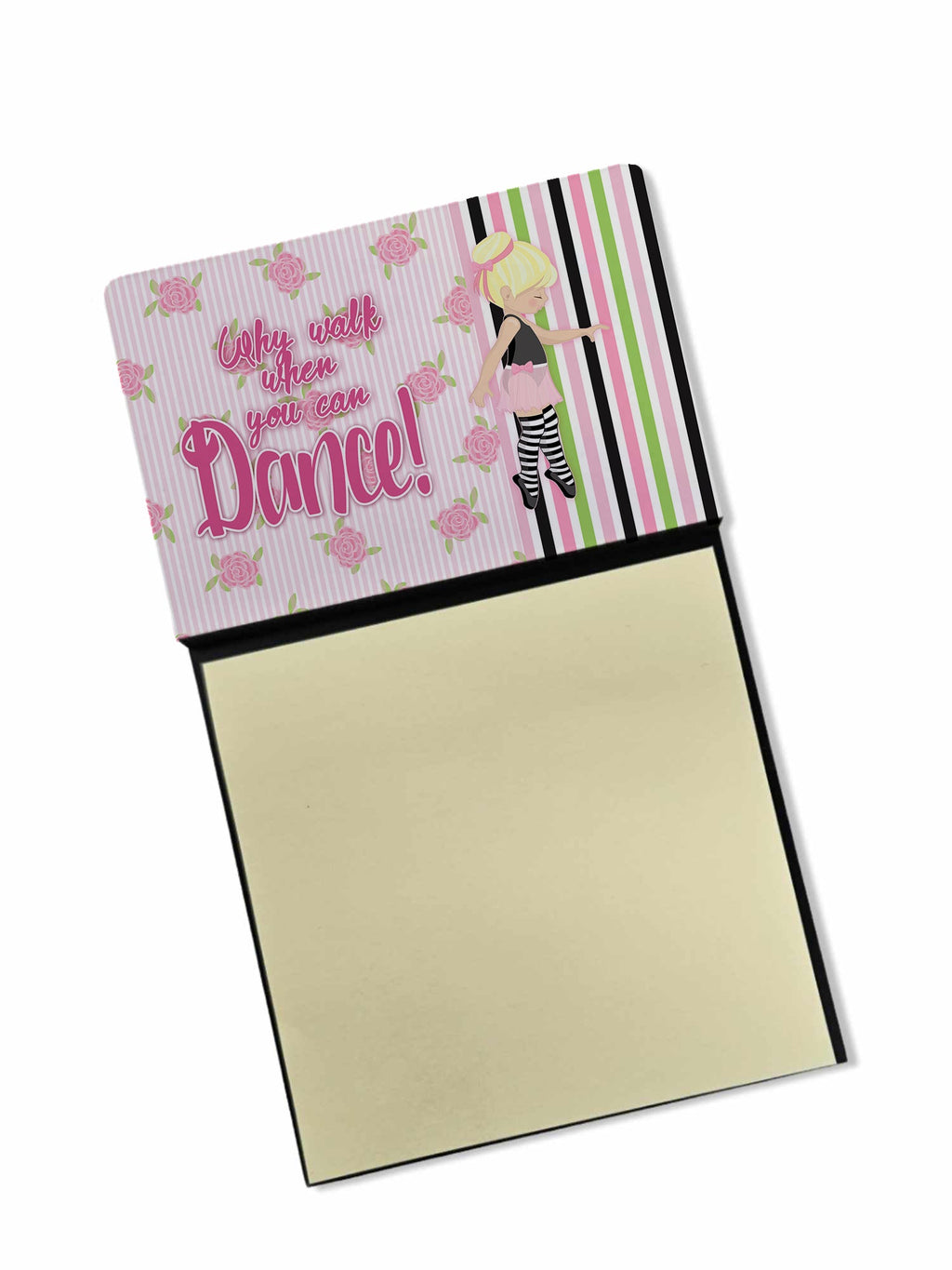 Ballet Dance Stripes Blonde Watercolor Sticky Note Holder Refillable Dispenser Desk Accessory 3x3 Pad Gift