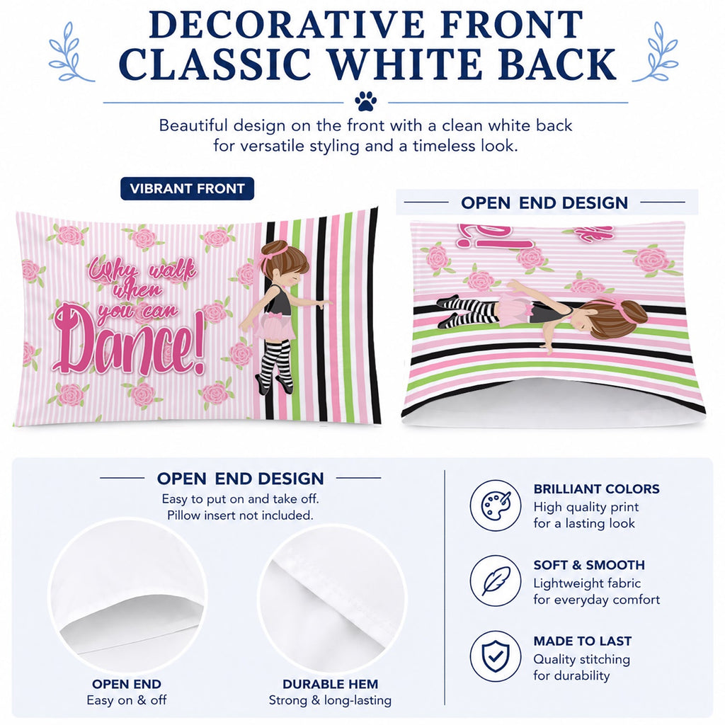 Ballet Dance Stripes Brunette Standard Pillowcase Lightweight Super Soft Easy Care Decorative Artwork Pillowcase, Standard