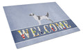 English Setter Welcome Cutting Board Tempered Glass Kitchen Cutting Surface, Heat Resistant Chopping, Non-Slip Feet, Food Prep & Serving