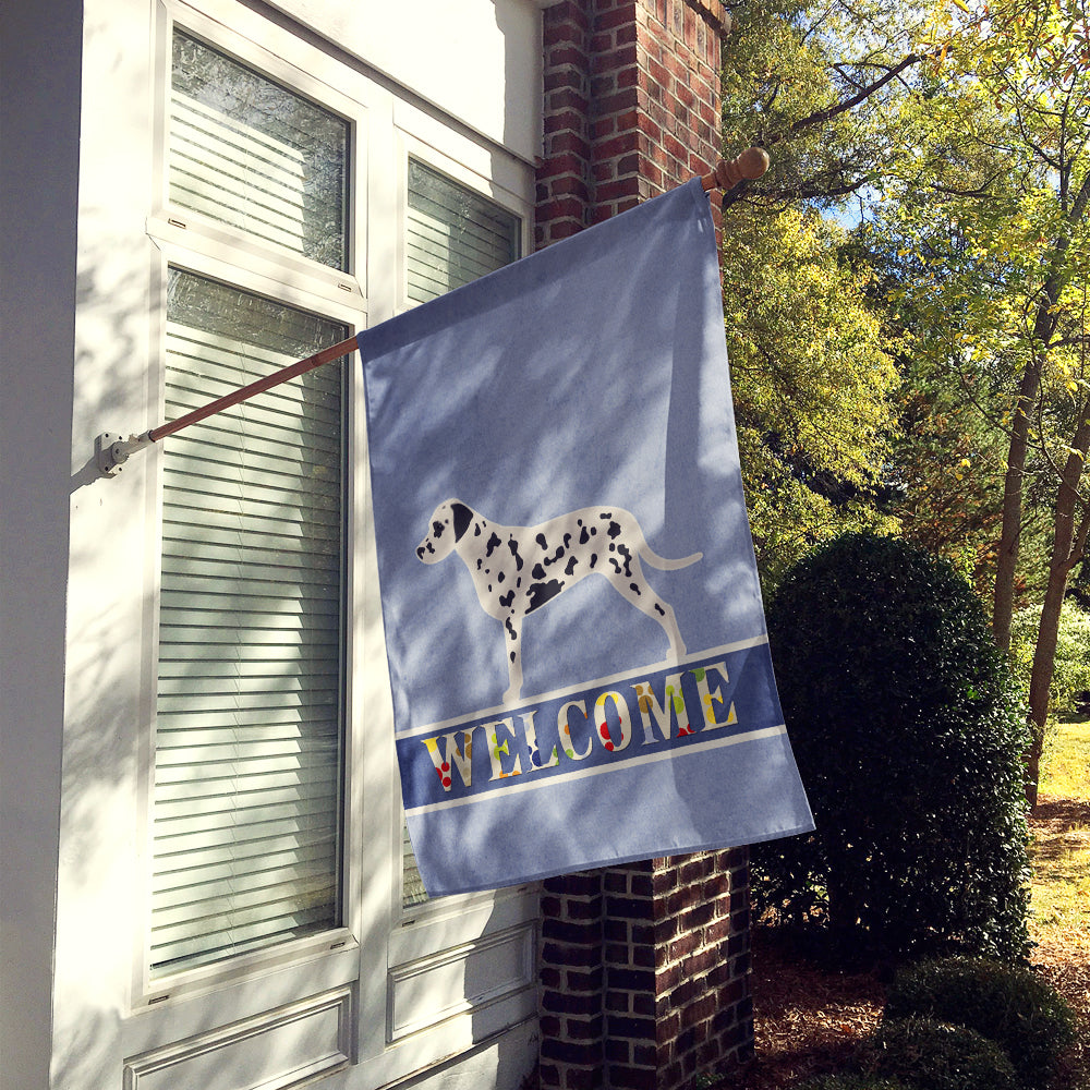 Dalmatian Welcome House Flag 28x40 Porch Sleeve Pole Decorative Outside Yard Banner Artwork Wall Hanging, Polyester