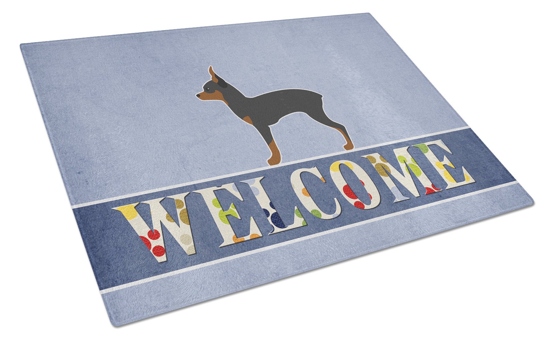 Toy Fox Terrier Welcome Cutting Board Tempered Glass Kitchen Cutting Surface, Heat Resistant Chopping, Non-Slip Feet, Food Prep & Serving