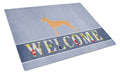 Pharaoh Hound Welcome Cutting Board Tempered Glass Kitchen Cutting Surface, Heat Resistant Chopping, Non-Slip Feet, Food Prep & Serving