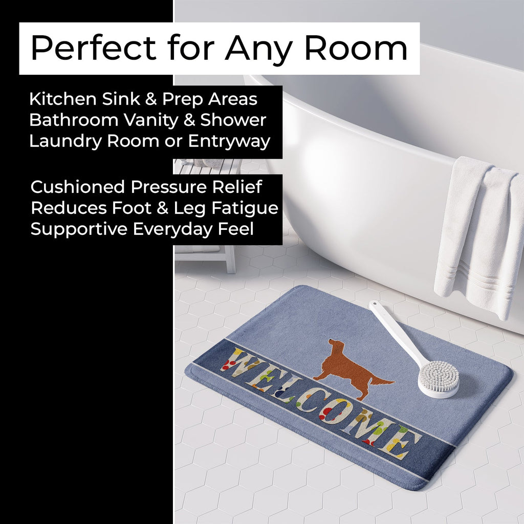 Irish Setter Welcome Memory Foam Kitchen Mat Machine Washable Anti-Fatigue Cushion Comfort Bath or Kitchen Rug