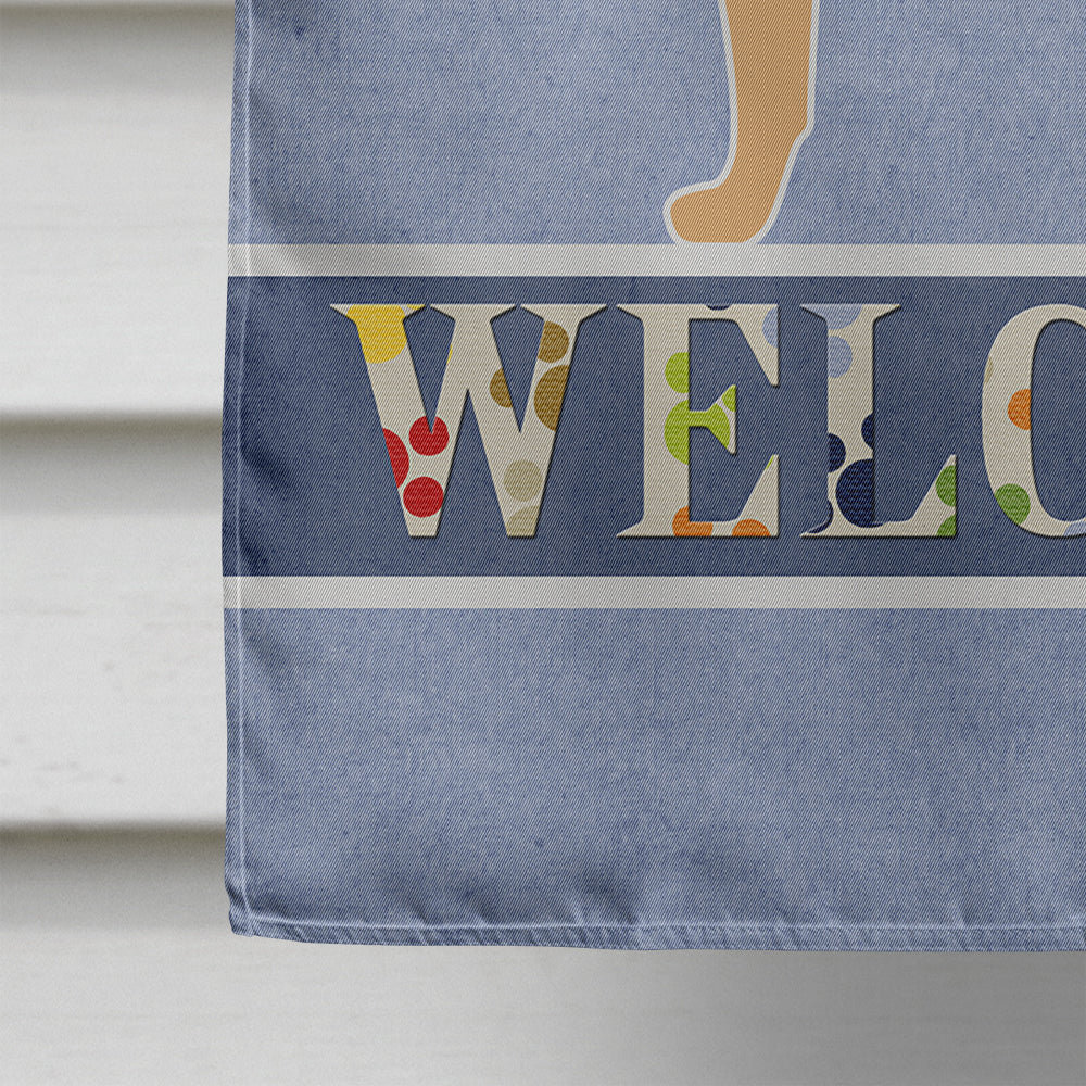 Yellow Labrador Retriever Welcome House Flag 28x40 Porch Sleeve Pole Decorative Outside Yard Banner Artwork Wall Hanging, Polyester