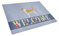 American Foxhound Welcome Cutting Board Tempered Glass Kitchen Cutting Surface, Heat Resistant Chopping, Non-Slip Feet, Food Prep & Serving