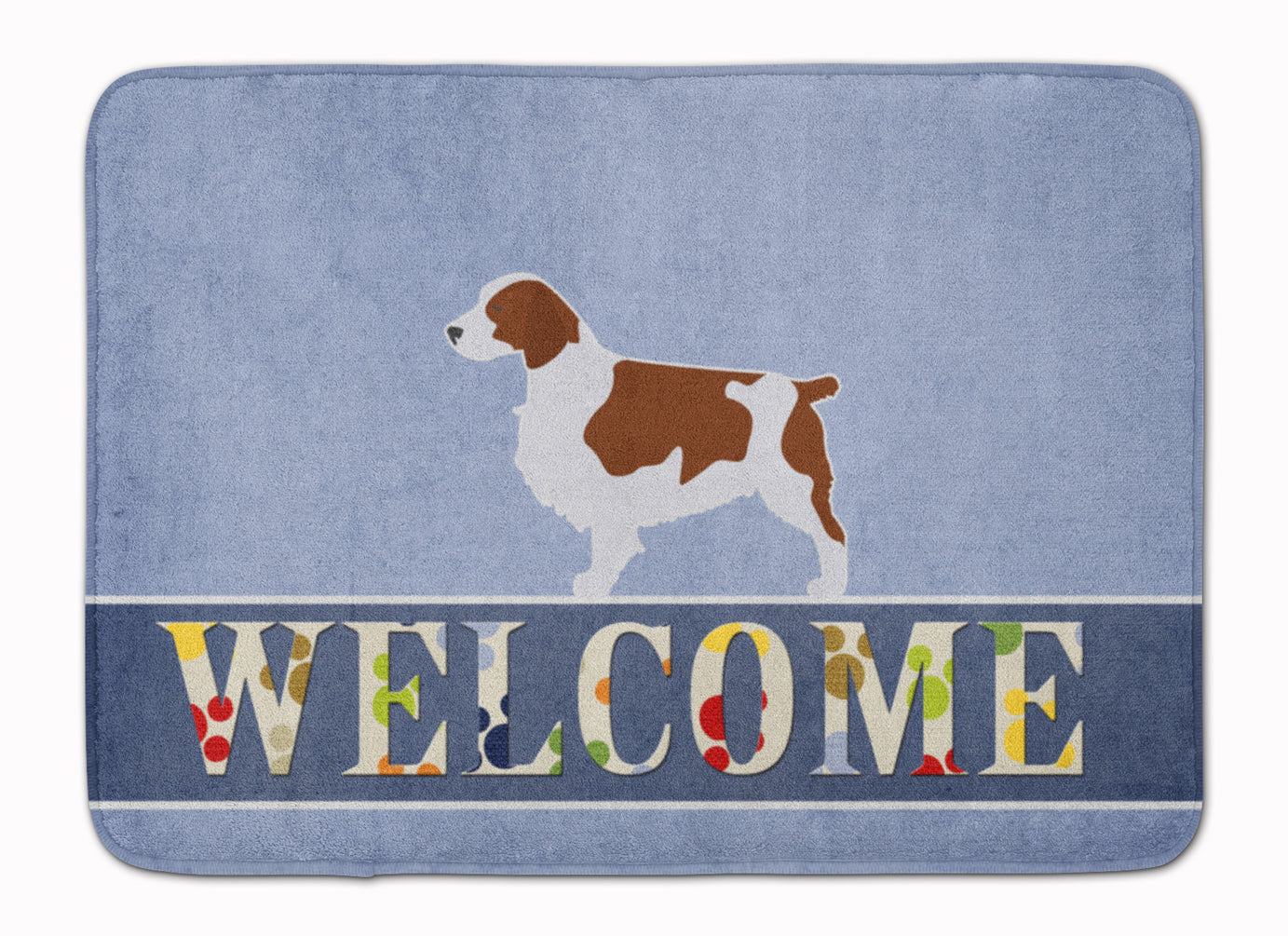 Welsh Springer Spaniel Welcome Memory Foam Kitchen Mat Machine Washable Anti-Fatigue Cushion Comfort Bath or Kitchen Rug