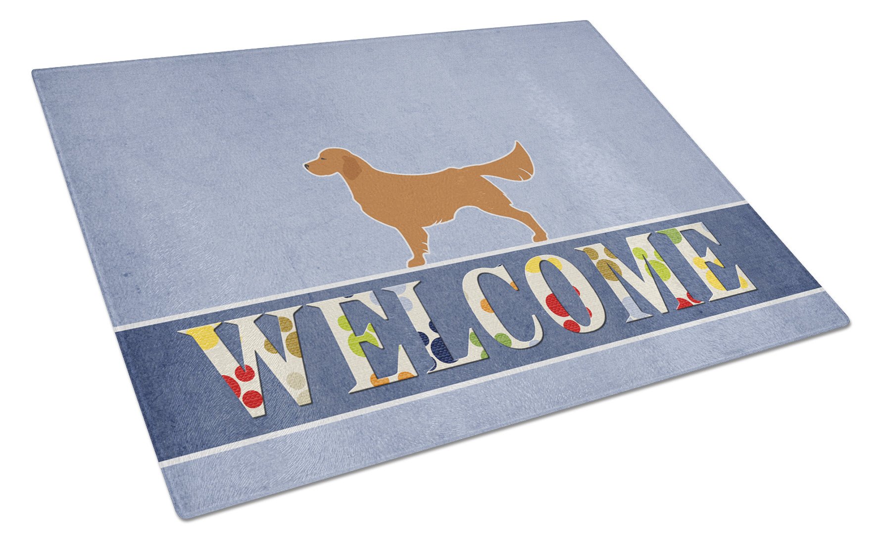 Golden Retriever Welcome Cutting Board Tempered Glass Kitchen Cutting Surface, Heat Resistant Chopping, Non-Slip Feet, Food Prep & Serving