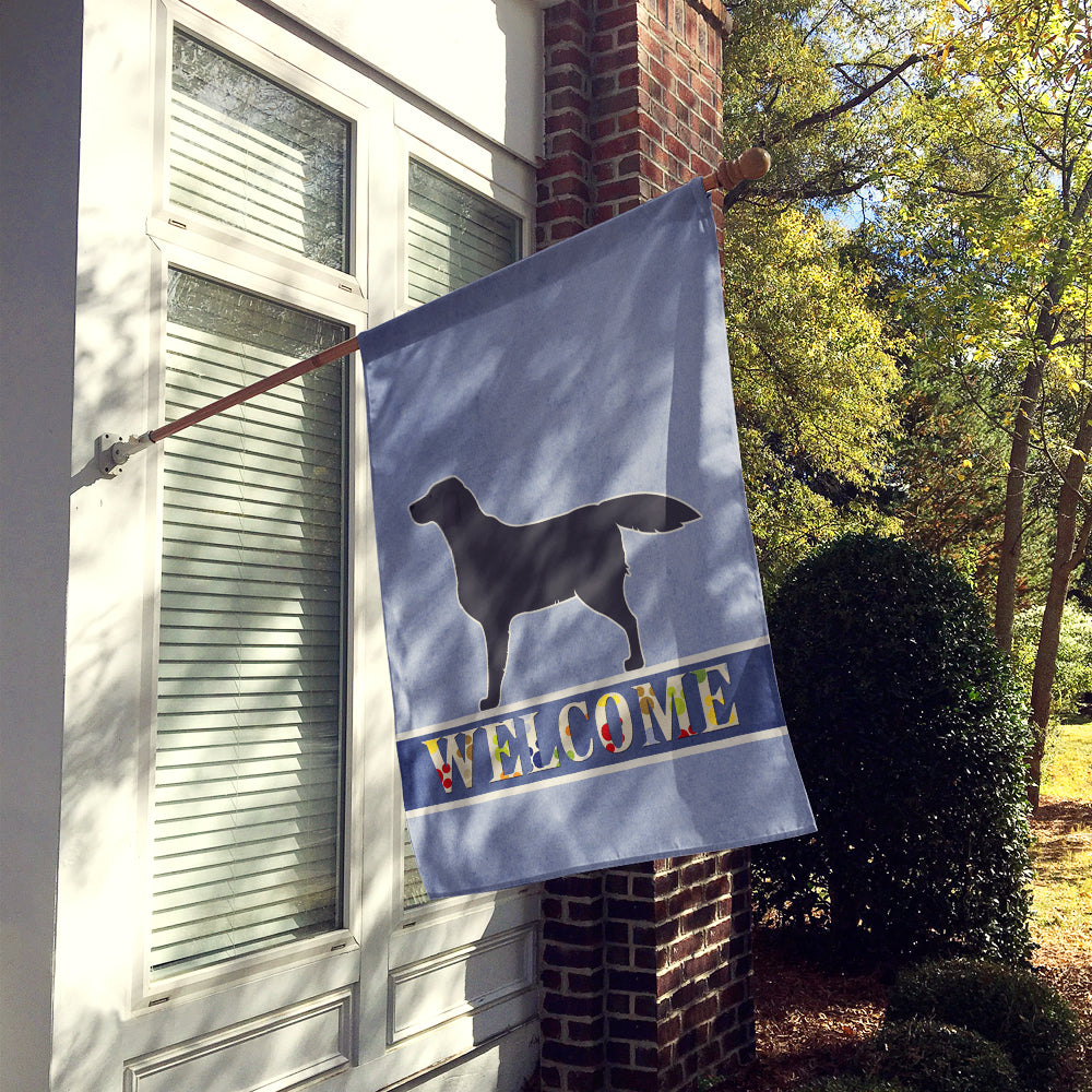 Black Labrador Retriever Welcome House Flag 28x40 Porch Sleeve Pole Decorative Outside Yard Banner Artwork Wall Hanging, Polyester