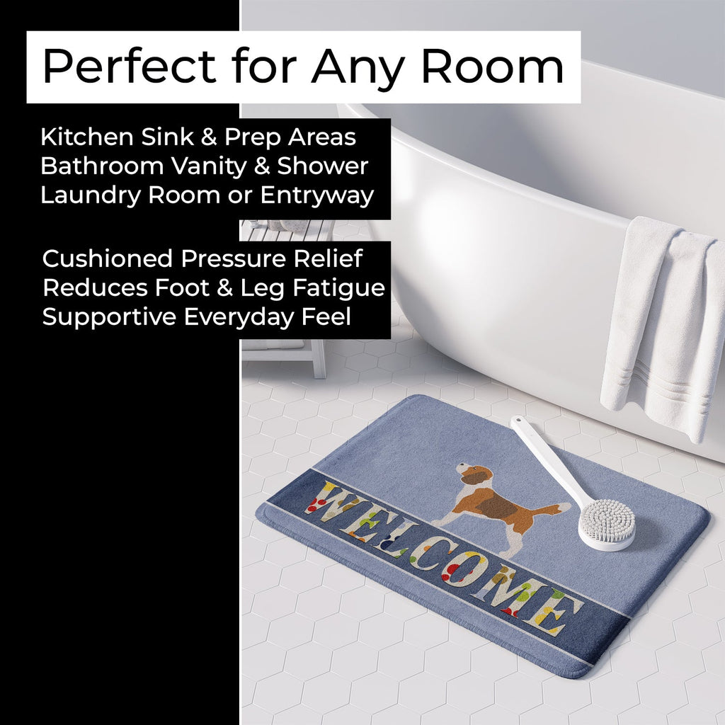 Beagle Welcome Memory Foam Kitchen Mat Machine Washable Anti-Fatigue Cushion Comfort Bath or Kitchen Rug