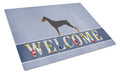 German Pinscher Welcome Cutting Board Tempered Glass Kitchen Cutting Surface, Heat Resistant Chopping, Non-Slip Feet, Food Prep & Serving