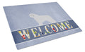 Spanish Water Dog Welcome Cutting Board Tempered Glass Kitchen Cutting Surface, Heat Resistant Chopping, Non-Slip Feet, Food Prep & Serving