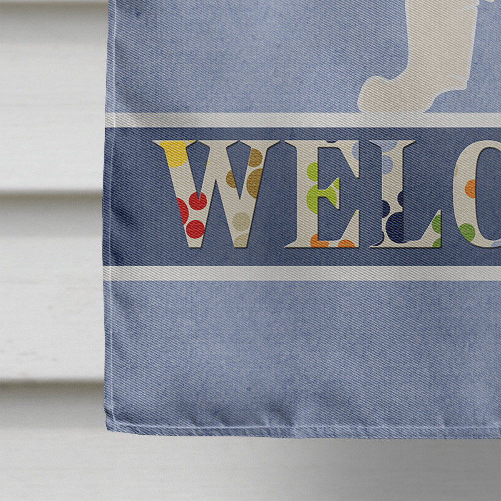 Red Border Collie Welcome House Flag 28x40 Porch Sleeve Pole Decorative Outside Yard Banner Artwork Wall Hanging, Polyester