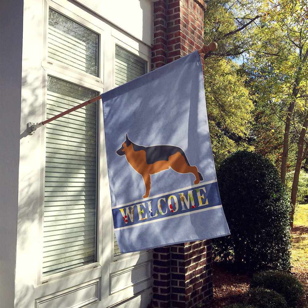 German Shepherd Welcome House Flag 28x40 Porch Sleeve Pole Decorative Outside Yard Banner Artwork Wall Hanging, Polyester