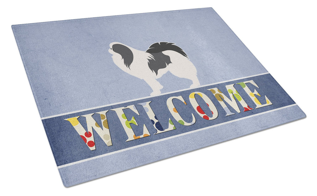Japanese Chin Welcome Cutting Board Tempered Glass Kitchen Cutting Surface, Heat Resistant Chopping, Non-Slip Feet, Food Prep & Serving